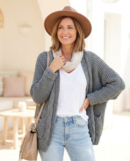 Ulla Fashion - Lesan | Grobgestrickt Offen Cardigan Damen
