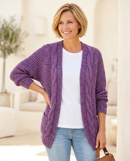 Ulla Fashion - Lesan | Grobgestrickt Offen Cardigan Damen