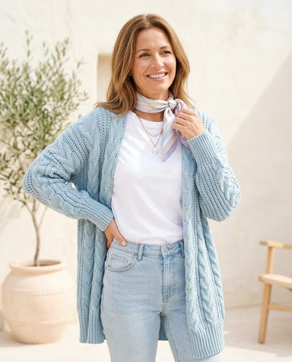 Ulla Fashion - Raren | Langer Zopfmuster Cardigan Damen