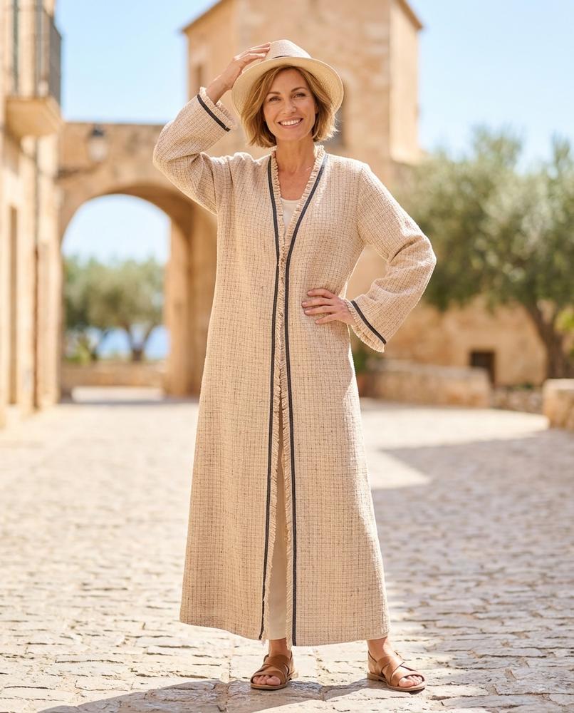 Ulla Fashion - Nelan | Strukturiert Verschlusslos Mantel Damen