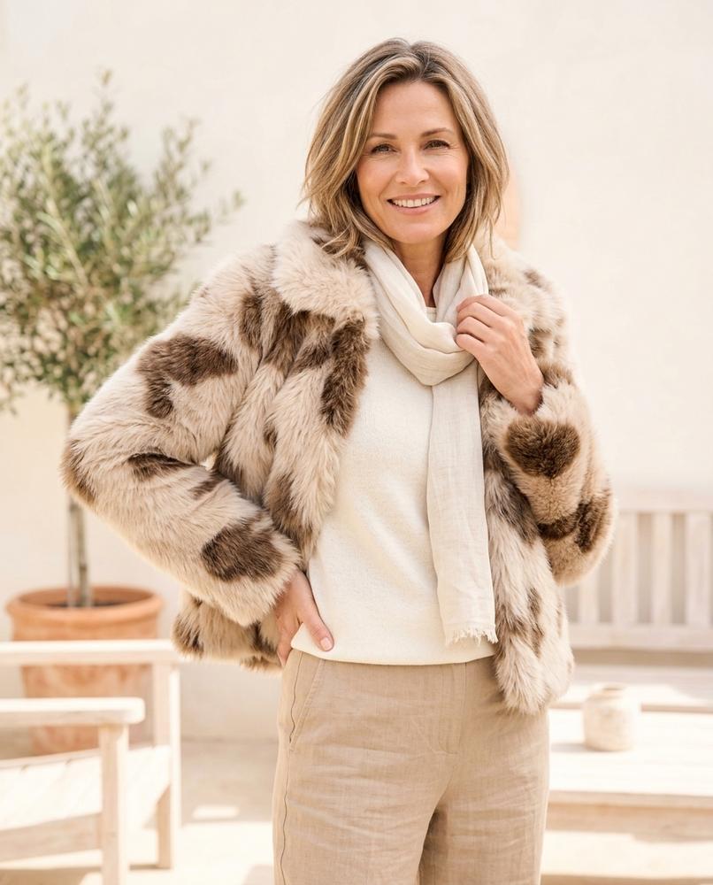 Ulla Fashion - Vizan | Gemustert Kragenlos Jacke Damen