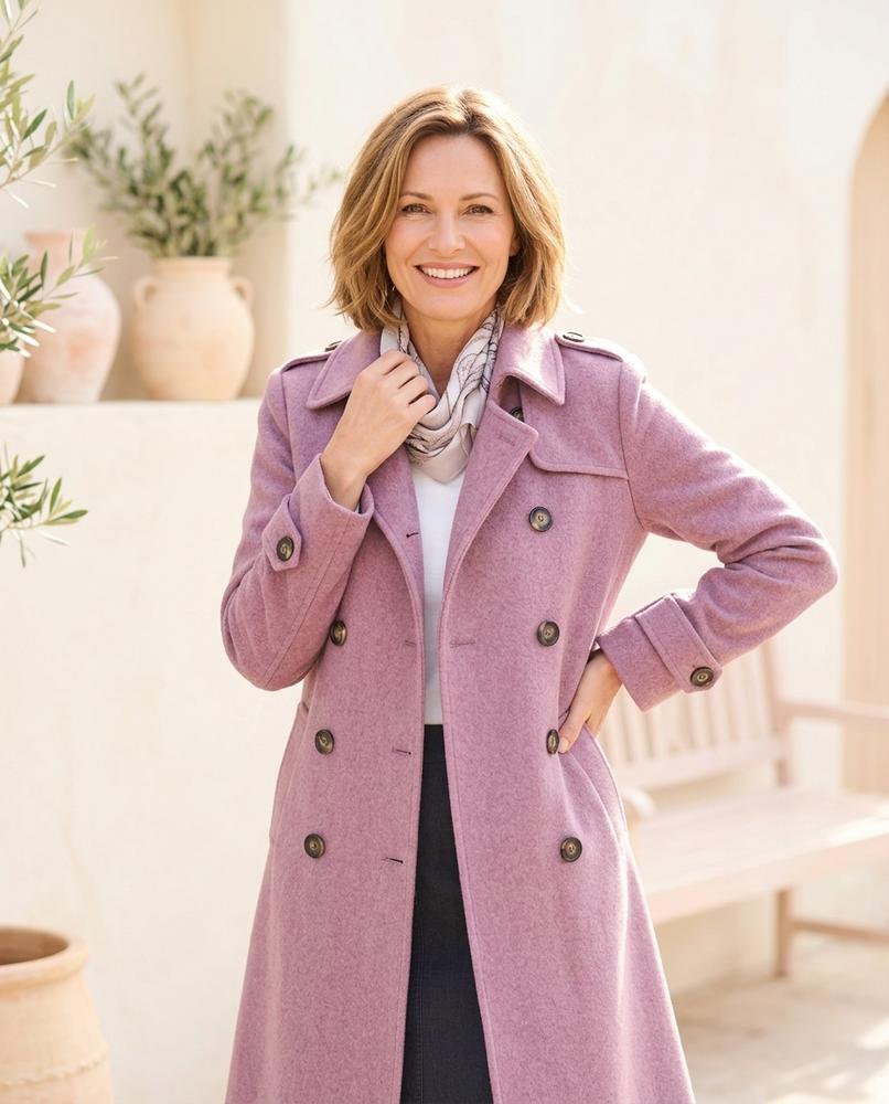 Ulla Fashion - Caren | Doppelreihiger Strukturierter Mantel Damen