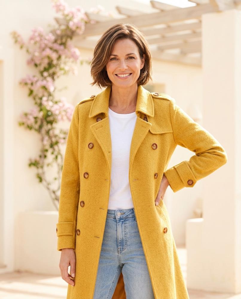 Ulla Fashion - Caren | Doppelreihiger Strukturierter Mantel Damen