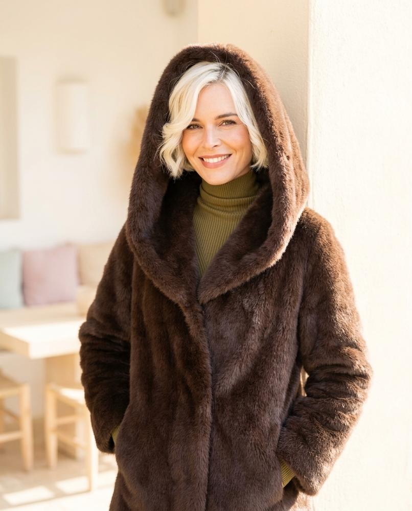 Ulla Fashion - Zelev | Gegürteter Plüschiger Mantel Damen