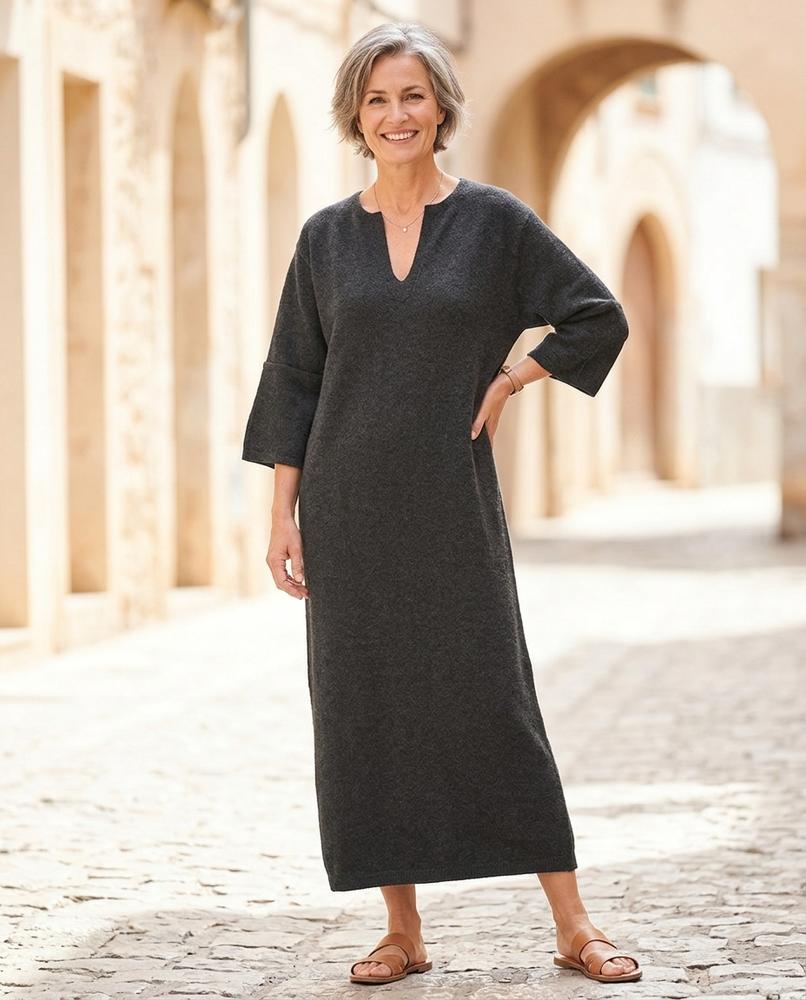 Ulla Fashion - Rohal | Filzartig Dreiviertellang Kleid Damen