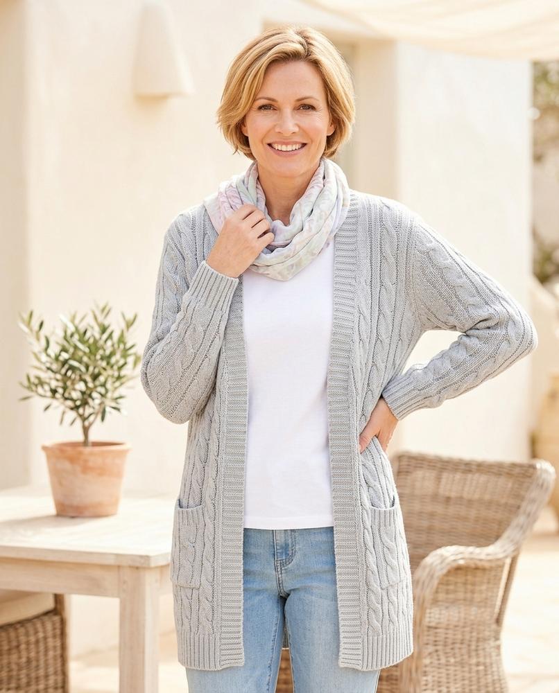 Ulla Fashion - Rovan | Strukturiert Langgeschnitten Cardigan Damen