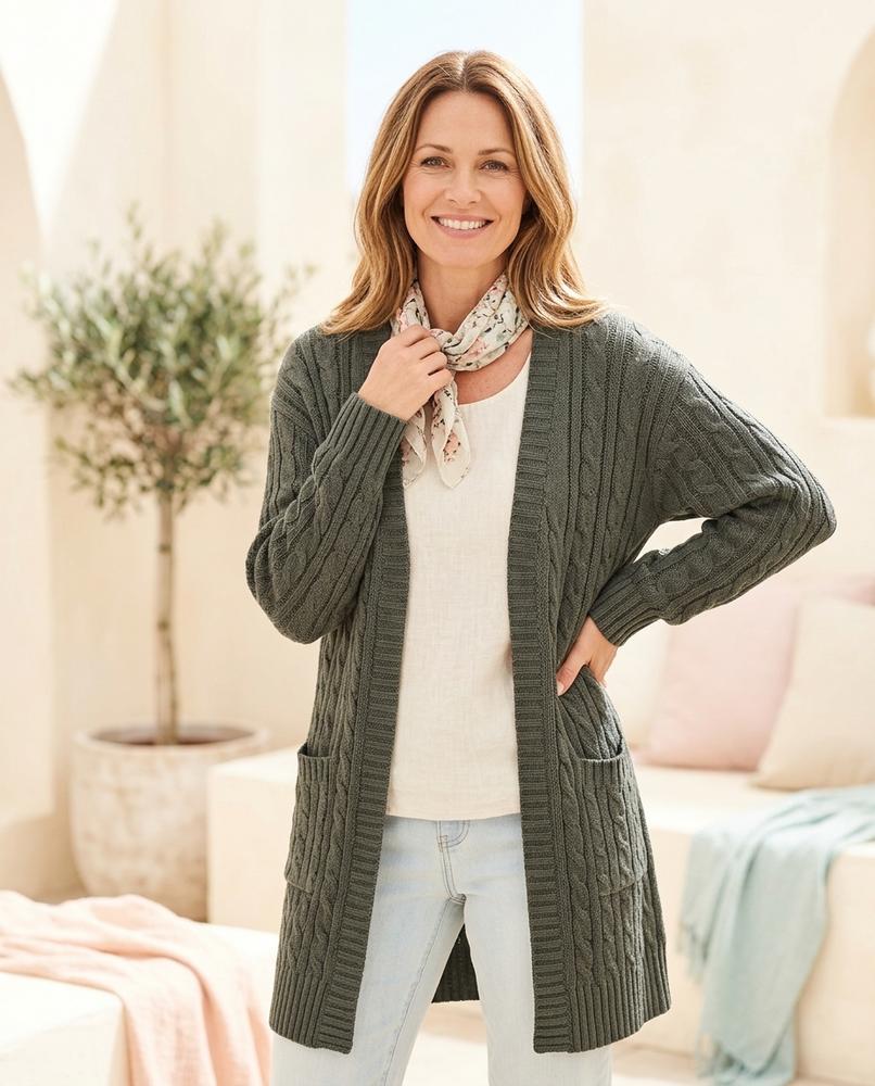 Ulla Fashion - Rovan | Strukturiert Langgeschnitten Cardigan Damen