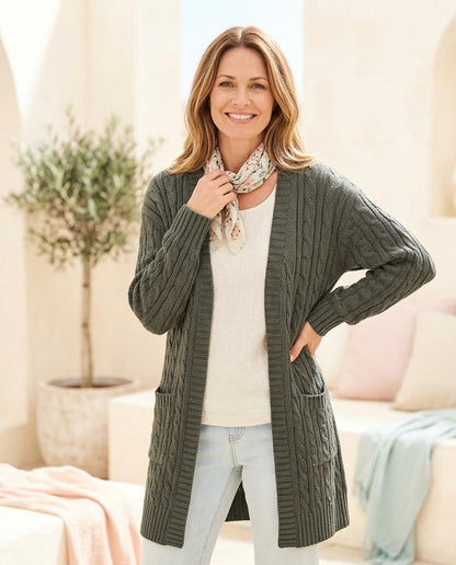 Ulla Fashion - Rovan | Strukturiert Langgeschnitten Cardigan Damen