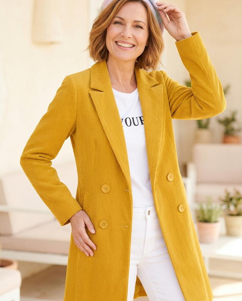 Ulla Fashion - Kamin | Zweireihiger Strukturierter Mantel Damen