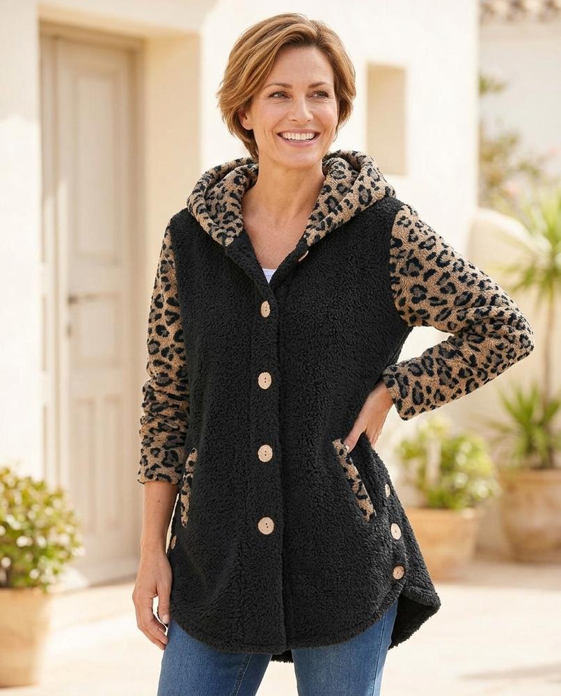 Ulla Fashion - Nevel | Gemustert Geknöpft Mantel Damen