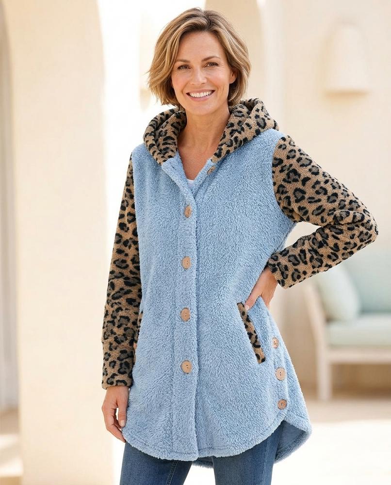 Ulla Fashion - Nevel | Gemustert Geknöpft Mantel Damen