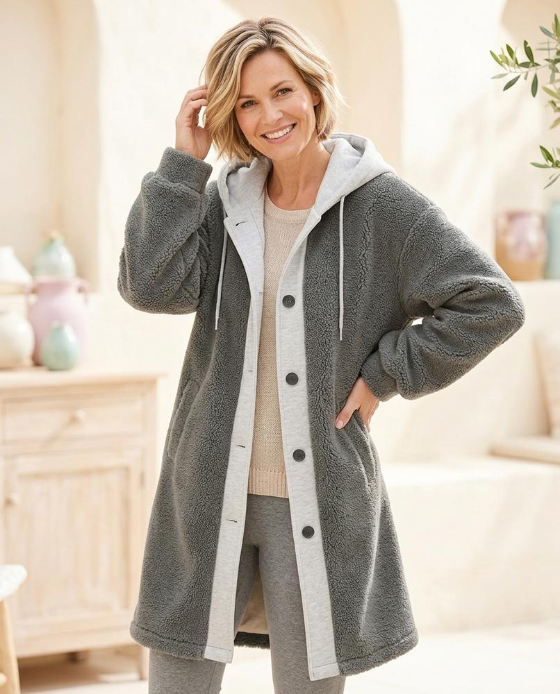 Ulla Fashion - Vemar | Gefütterter Strukturierter Mantel Damen