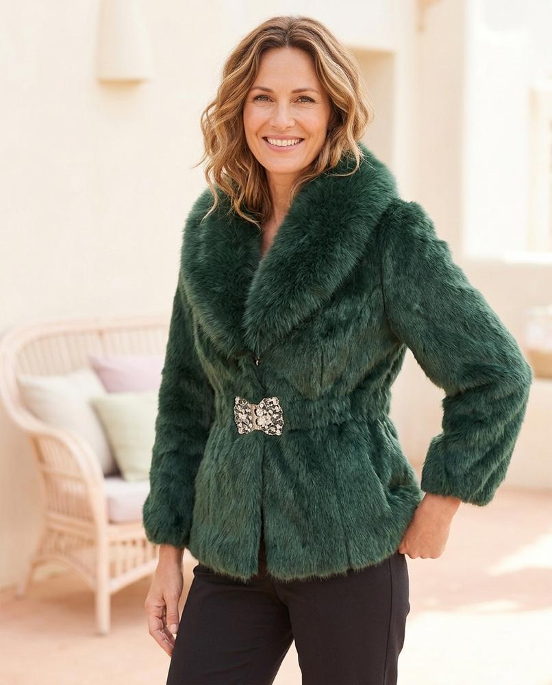 Ulla Fashion - Seser | Taillierte Pelzige Jacke Damen