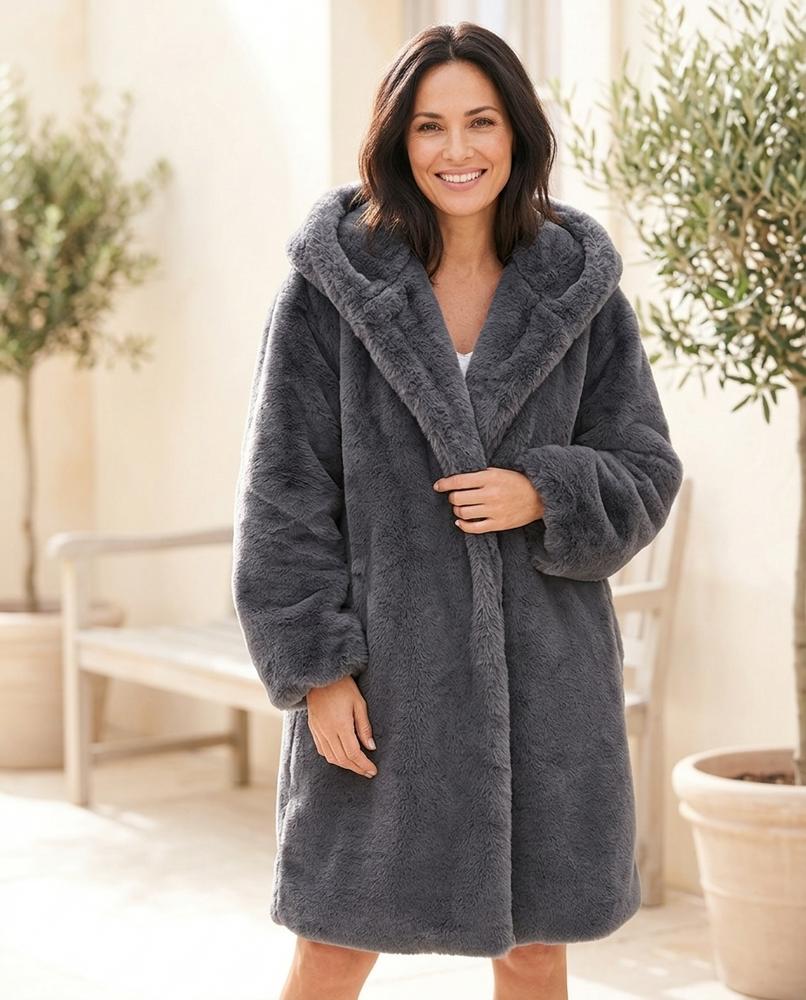 Ulla Fashion - Tiram | Plüschig Lang Mantel Damen