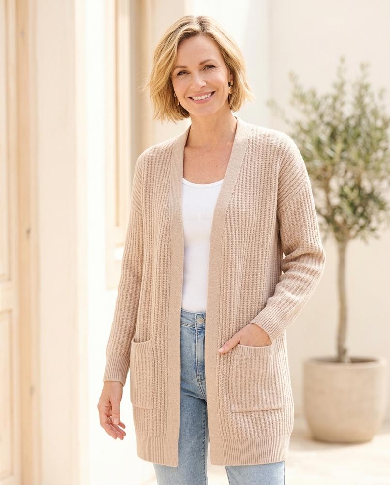 Ulla Fashion - Verel | Gerippt Verschlusslos Cardigan Damen