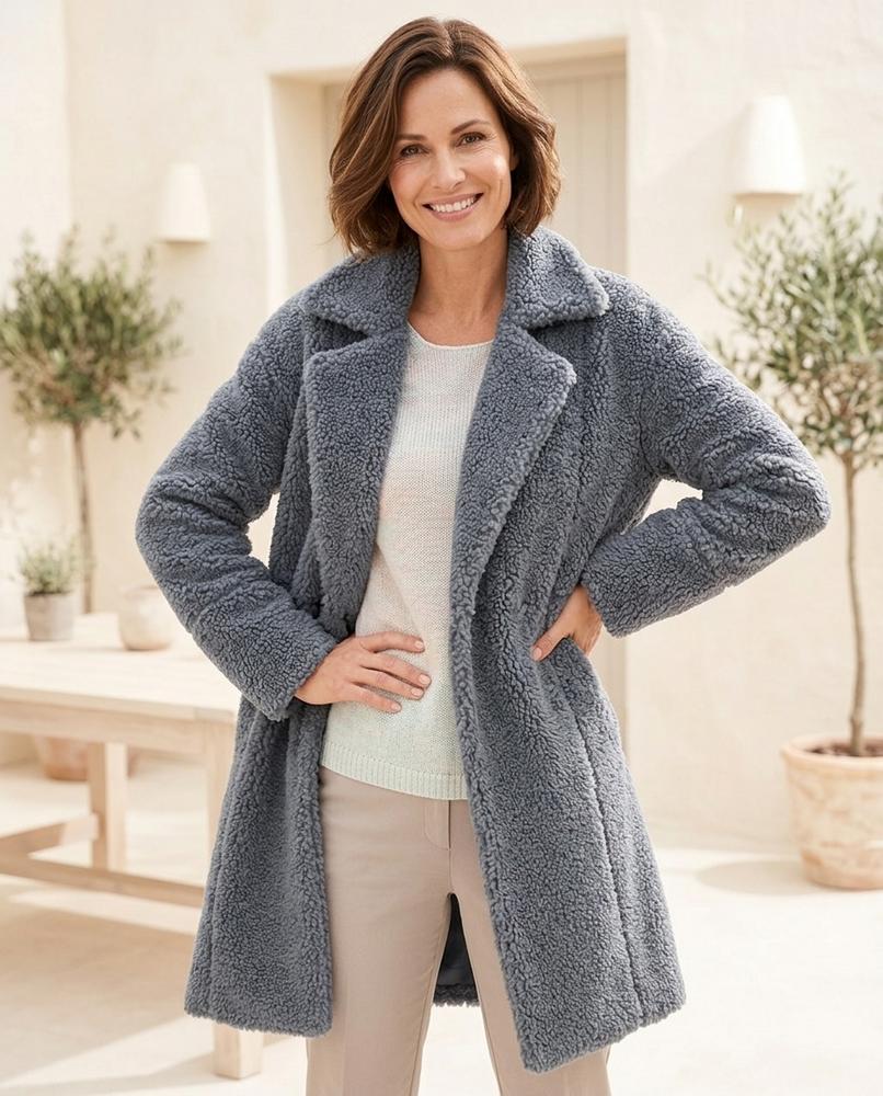 Ulla Fashion - Nosan | Gefütterter Strukturierter Mantel Damen