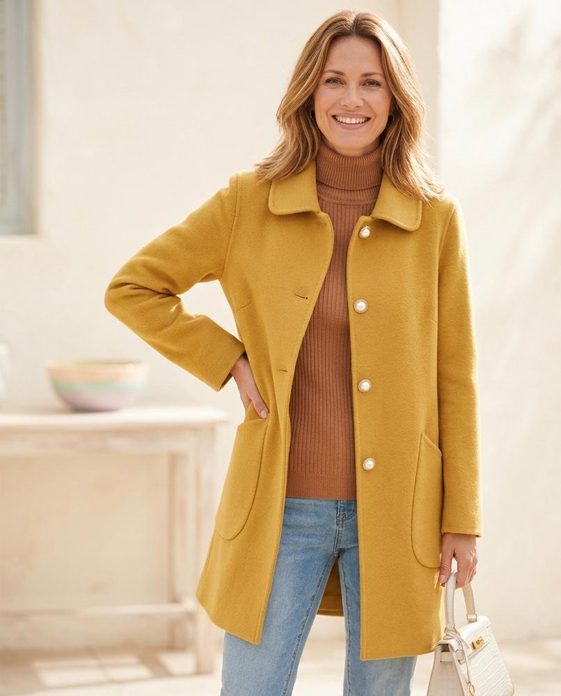 Ulla Fashion - Milom | Einreihiger Woll Mantel Damen