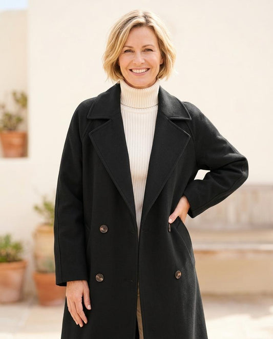 Ulla Fashion - Yomer | Zweireihig Langgeschnitten Mantel Damen
