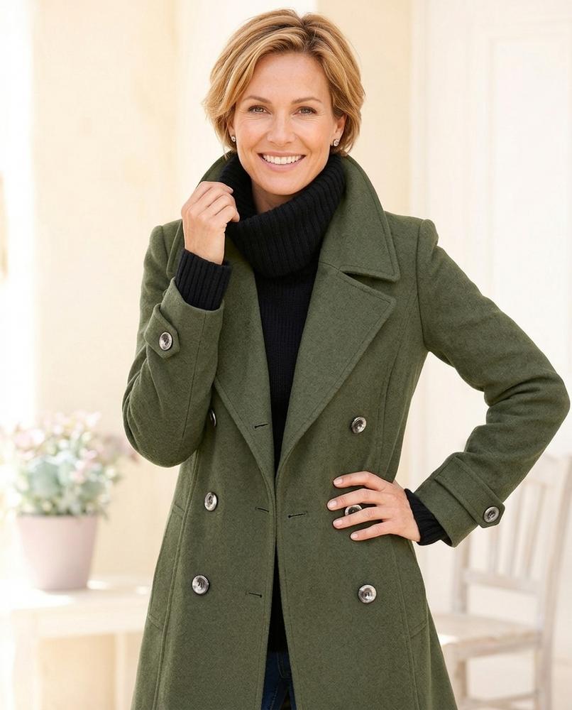 Ulla Fashion - Ninav | Zweireihiger Langgeschnittener Mantel Damen