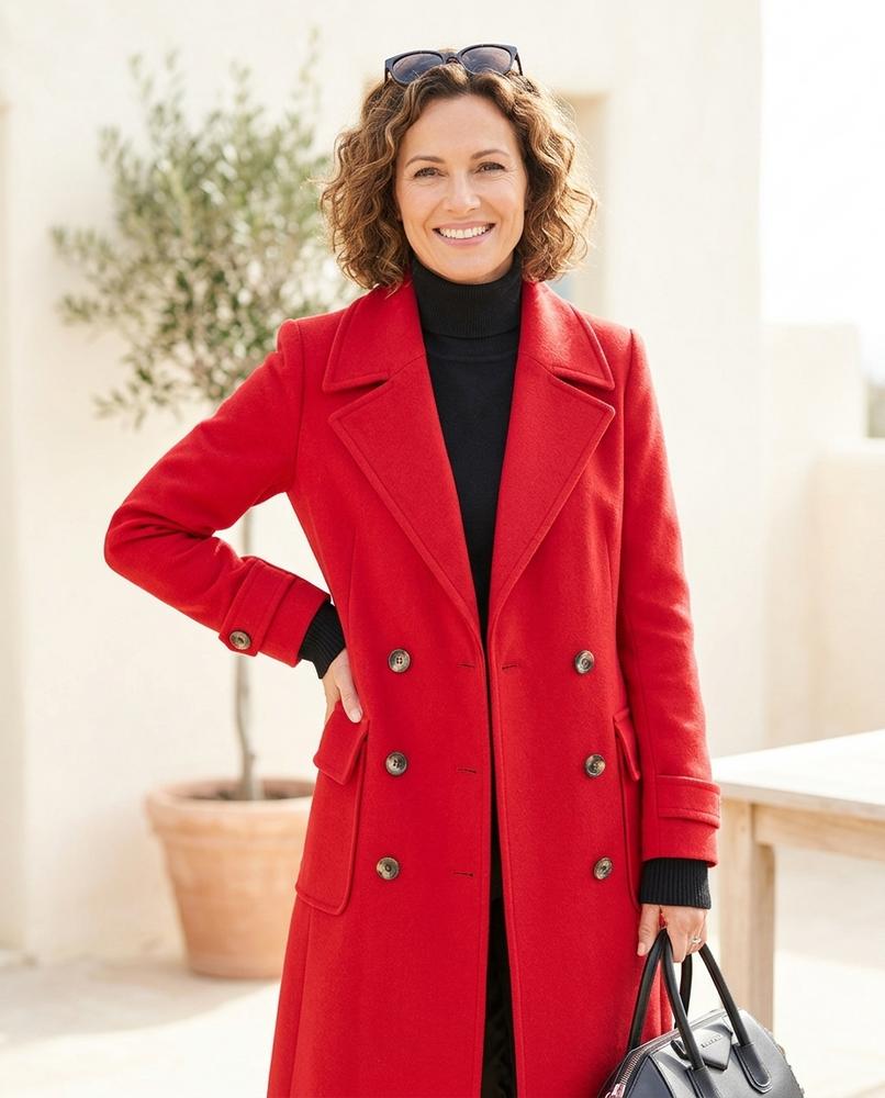 Ulla Fashion - Ninav | Zweireihiger Langgeschnittener Mantel Damen