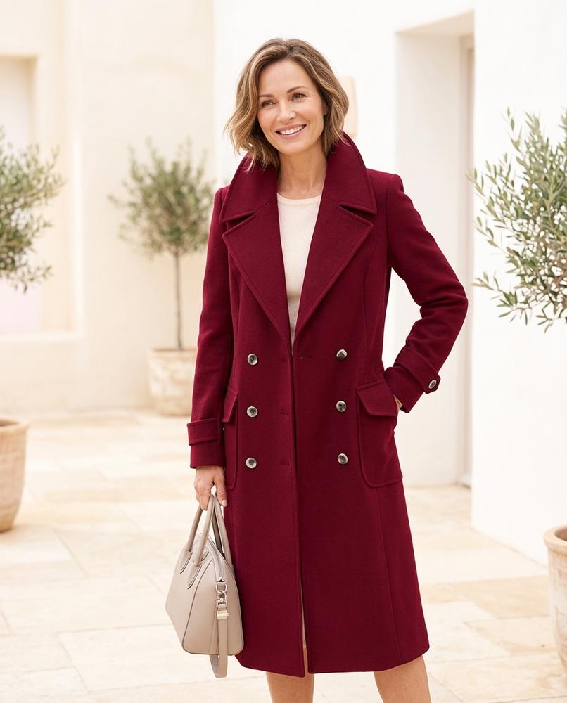 Ulla Fashion - Ninav | Zweireihiger Langgeschnittener Mantel Damen