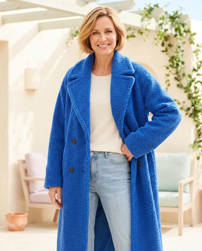 Ulla Fashion - Nehal | Zweireihiger Strukturierter Mantel Damen