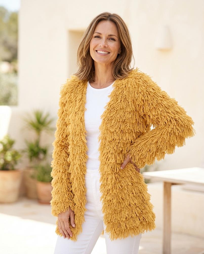 Ulla Fashion - Lyvar | Verschlusslos Zottelig Cardigan Damen
