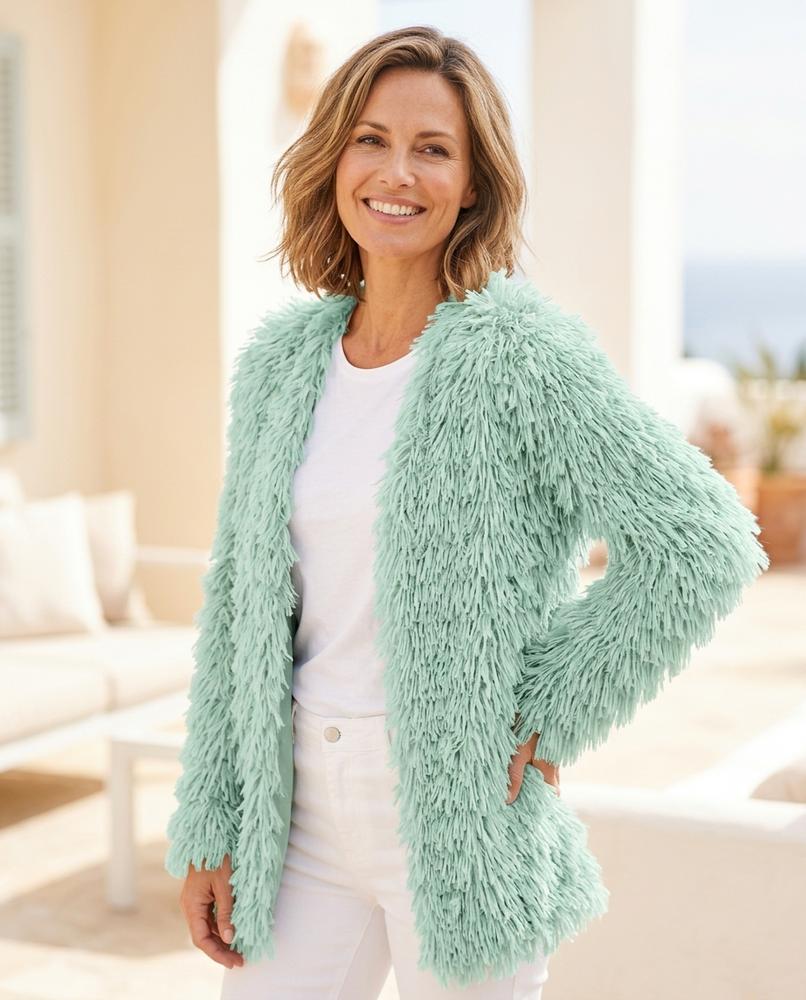 Ulla Fashion - Lyvar | Verschlusslos Zottelig Cardigan Damen