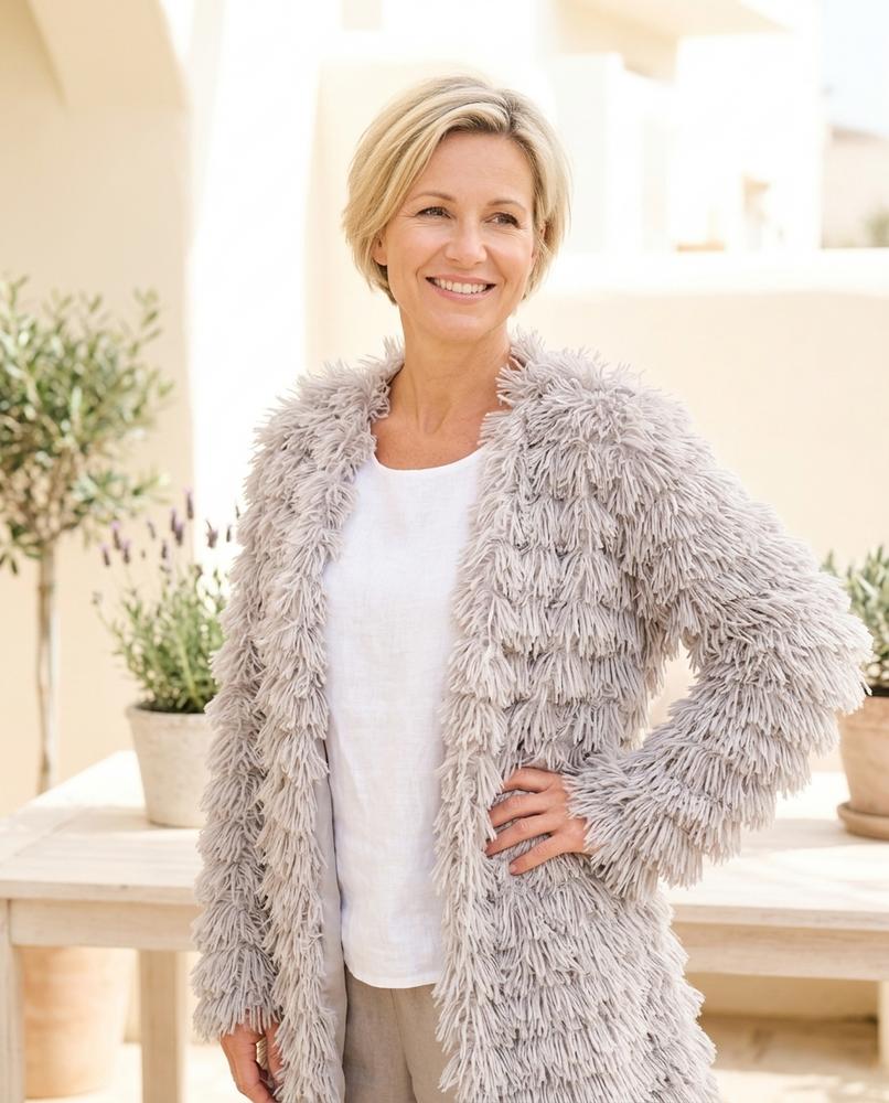 Ulla Fashion - Lyvar | Verschlusslos Zottelig Cardigan Damen
