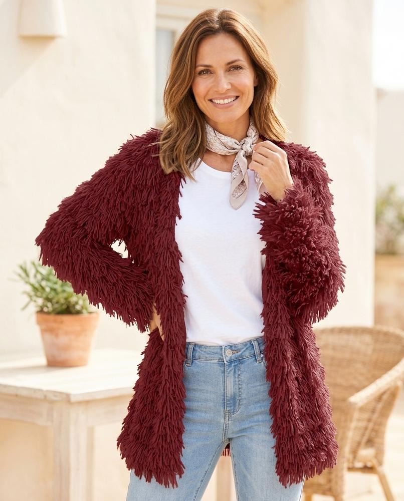 Ulla Fashion - Lyvar | Verschlusslos Zottelig Cardigan Damen