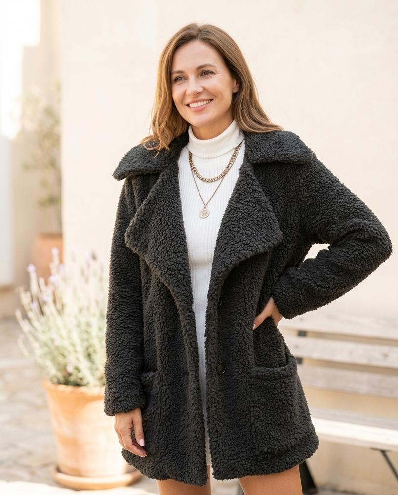 Ulla Fashion - Vetor | Strukturiert Geknöpft Mantel Damen
