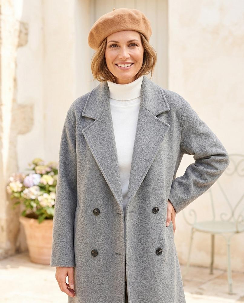 Ulla Fashion - Kevin | Langer Doppelreihiger Mantel Damen