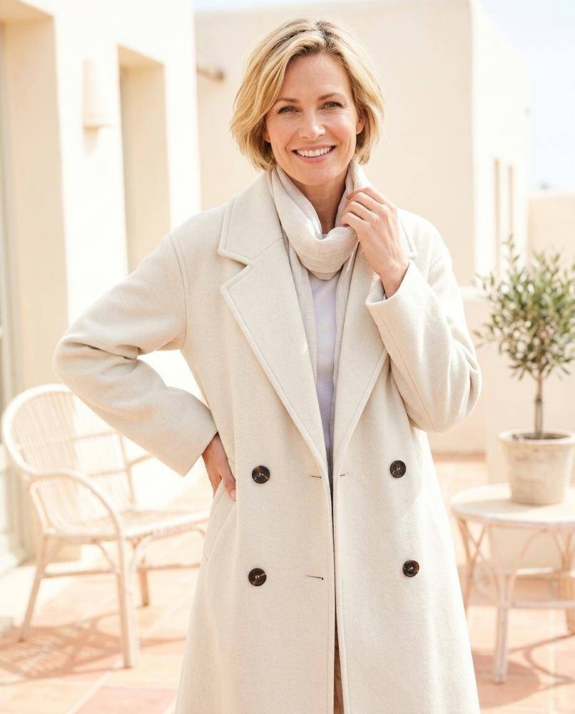 Ulla Fashion - Kevin | Langer Doppelreihiger Mantel Damen