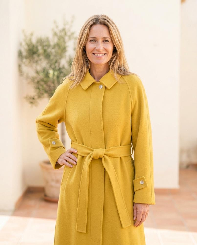 Ulla Fashion - Lyver | Langgeschnitten Mit Bindegürtel Mantel Damen