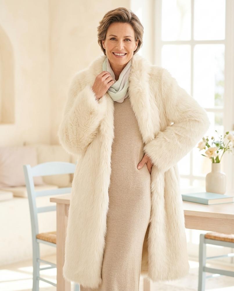 Ulla Fashion - Rinor | Fellartig Langgeschnitten Mantel Damen