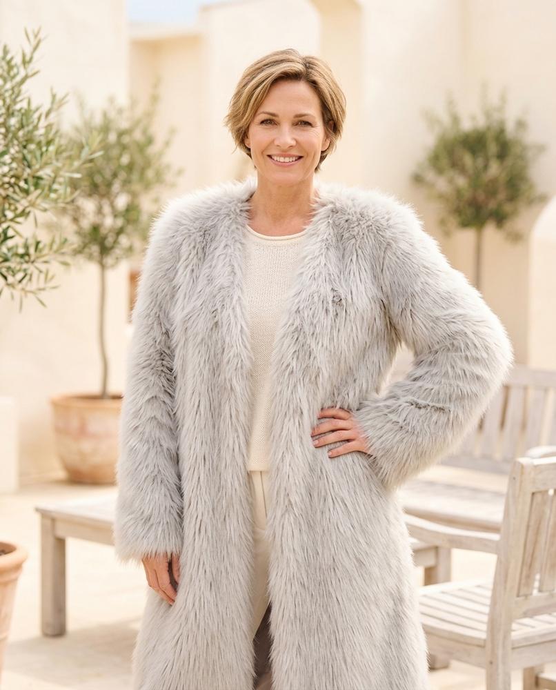 Ulla Fashion - Rinor | Fellartig Langgeschnitten Mantel Damen