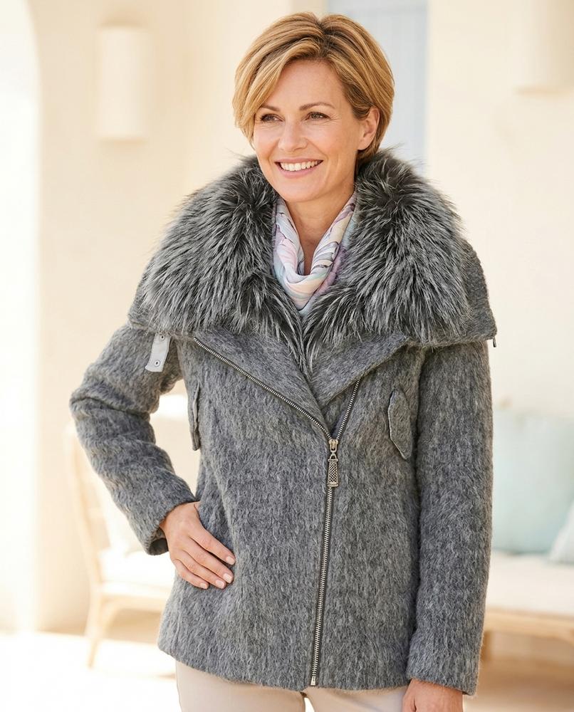 Ulla Fashion - Lymin | Pelzbesetzt Gefüttert Jacke Damen