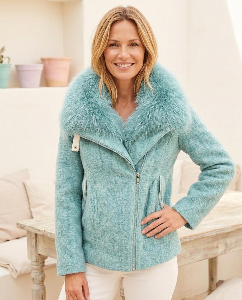 Ulla Fashion - Lymin | Pelzbesetzt Gefüttert Jacke Damen
