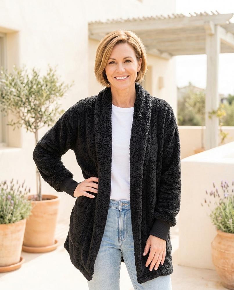 Ulla Fashion - Lamer | Plüschig Offen Cardigan Damen