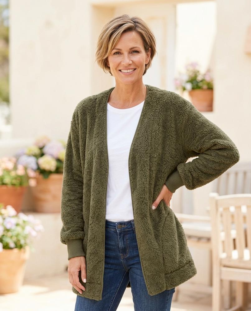Ulla Fashion - Lamer | Plüschig Offen Cardigan Damen