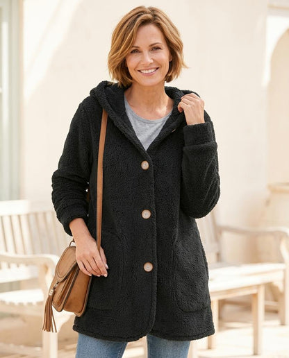 Ulla Fashion - Noven | Geknöpfte plüschige Jacke Damen