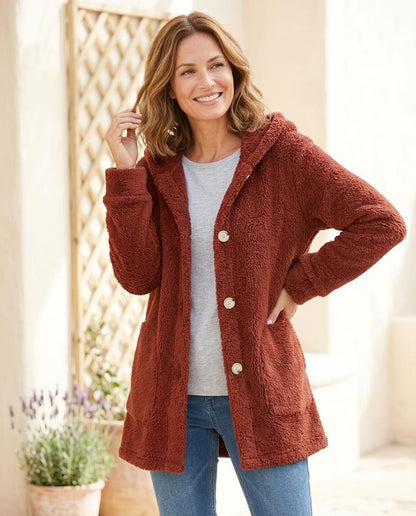 Ulla Fashion - Noven | Geknöpfte plüschige Jacke Damen