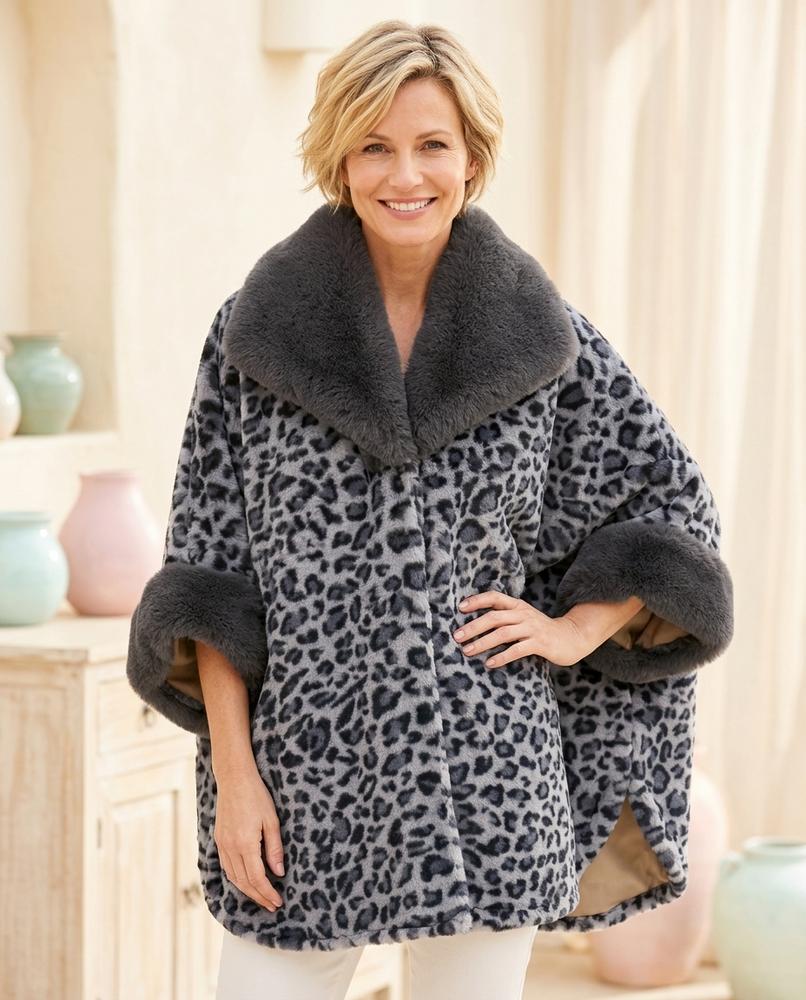 Ulla Fashion - Niven | Gemustert Pelzbesetzt Mantel Damen