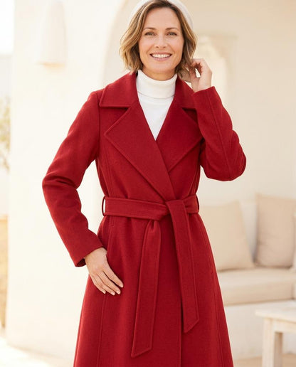 Ulla Fashion - Arzan | Gegürtet Breitkragig Mantel Damen