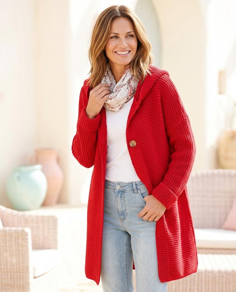 Ulla Fashion - Alhal | Langgeschnittene Gerippte Strickjacke Damen