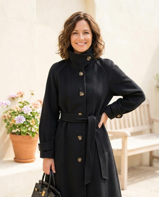Ulla Fashion - Lyron | Taillierter Hochgeschlossener Mantel Damen