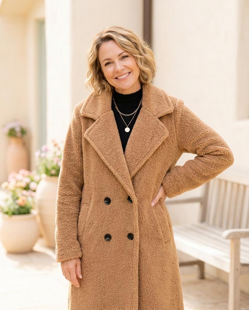 Ulla Fashion - Kedan | Einreihiger Fleece Mantel Damen
