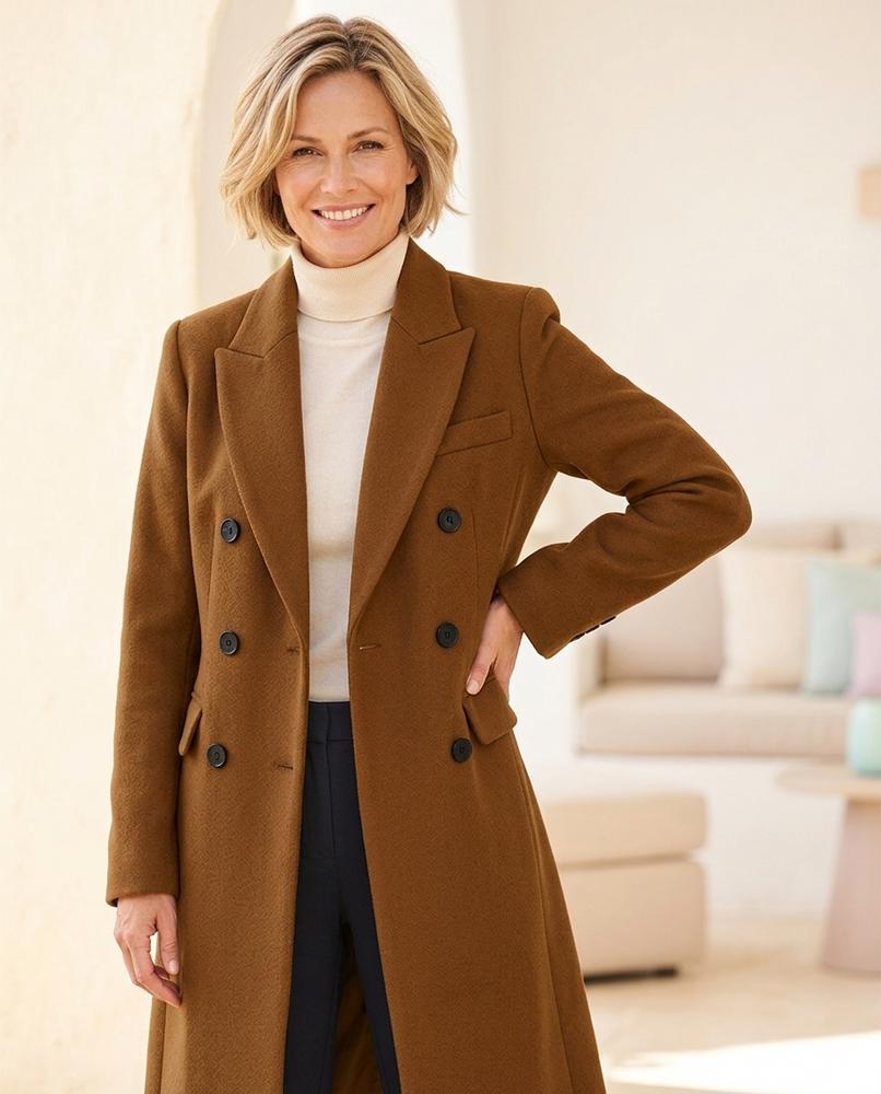 Ulla Fashion - Arran | Doppelreihiger Lang Geschnittener Mantel Damen