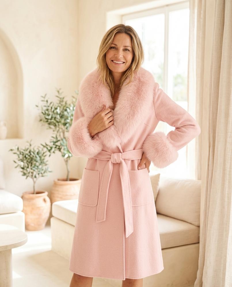 Ulla Fashion - Daren | Pelzbesetzt Tailliert Mantel Damen