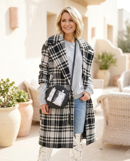 Ulla Fashion - Tiron | Karierter Zweireihiger Mantel Damen